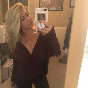 Purple long sleeve wrap shirt